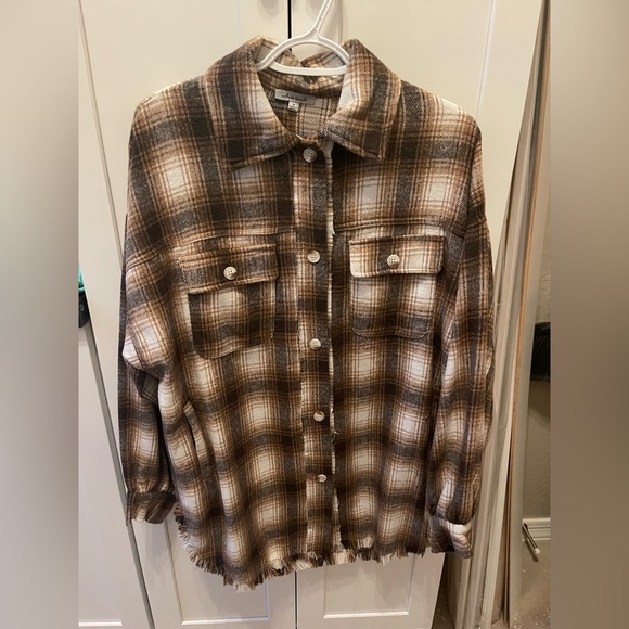White Birch oversized brown flannel - Picture 1 of 7